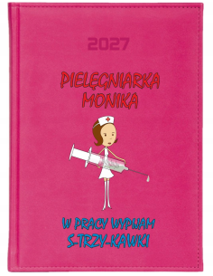 KALENDARZ A4 2027 tygodniowy książkowy dla pielęgniarki z nadrukiem