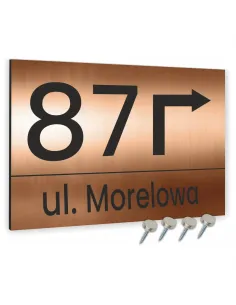 Tabliczka Adresowa Aluminiowa Strzałką Miedziana Dibond