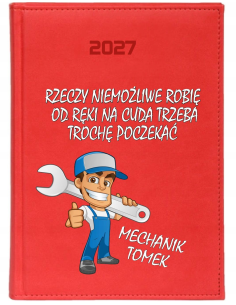 KALENDARZ A4 2027 tygodniowy z nadrukiem prezent dla mechanika z imieniem