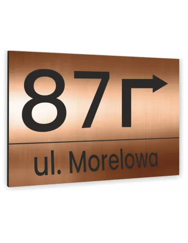 Tabliczka Adresowa Aluminiowa Strzałką Miedziana Dibond