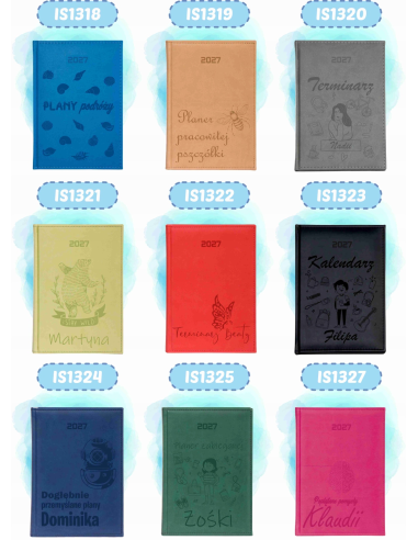 KALENDARZ książkowy A5 2027 TYGODNIOWY planer z grawerem TWOIM IMIENIEM