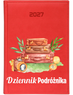 Kalendarz A5 2027 TYGODNIOWY KSIĄŻKOWY nadruk DLA PODRÓŻNIKA z imieniem