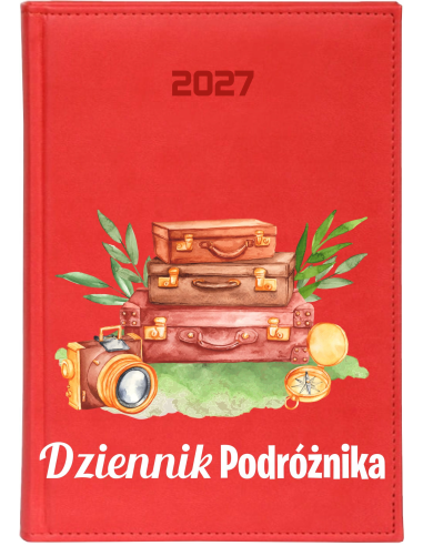 Kalendarz A5 2027 TYGODNIOWY KSIĄŻKOWY nadruk DLA PODRÓŻNIKA z imieniem