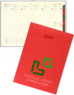 KALENDARZ A5 2027 tygodniowy z nadrukiem 50 SZT FIRMOWY książkowy LOGO
