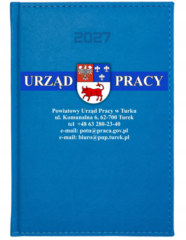 KALENDARZ A5 2027 tygodniowy z nadrukiem URZĄD PRACY INSTYTUCJE TWÓJ NAPIS