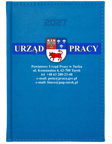 KALENDARZ A5 2027 tygodniowy z nadrukiem URZĄD PRACY INSTYTUCJE TWÓJ NAPIS