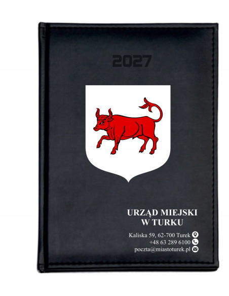 KALENDARZ A5 2027 tygodniowy z nadrukiem DLA INSTYTUCJI URZĄD MIEJSKI LOGO
