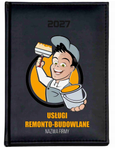 KALENDARZ A5 2027 tygodniowy z nadrukiem USŁUGI REMONTOWO BUDOWLANE nazwa