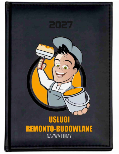 KALENDARZ A5 2027 tygodniowy z nadrukiem USŁUGI REMONTOWO BUDOWLANE nazwa