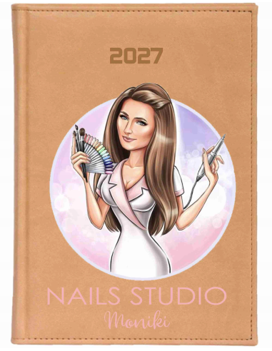 KALENDARZ A5 2027 tygodniowy z nadrukiem STYLIZACJA PAZNOKCI SALON PREZENT