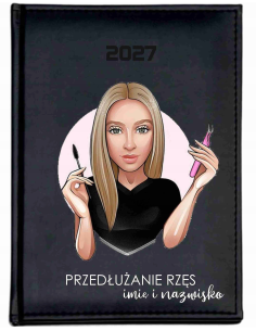 KALENDARZ A5 2027 tygodniowy z nadrukiem STYLIZACJA PRZEDŁUŻANIE RZĘS