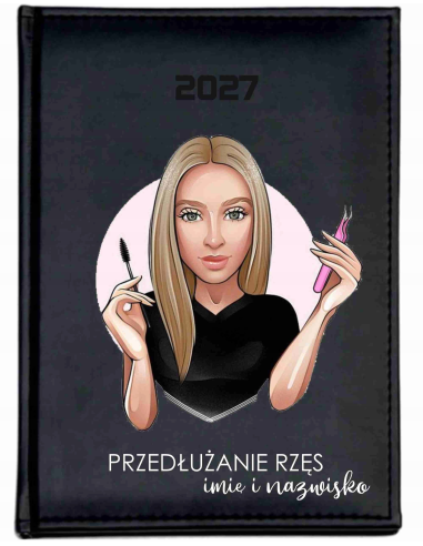 KALENDARZ A5 2027 tygodniowy z nadrukiem STYLIZACJA PRZEDŁUŻANIE RZĘS
