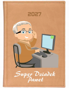 KALENDARZ A5 2027 tygodniowy nadruk uv najlepszy dziadek na świecie + imię