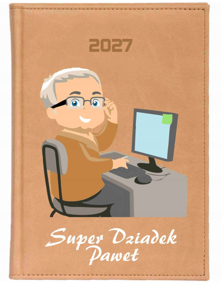 KALENDARZ A5 2027 tygodniowy nadruk uv najlepszy dziadek na świecie + imię