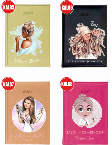 KALENDARZ A5 2027 tygodniowy z nadrukiem STUDIO KOSMETYCZNE NAZWA LOGO
