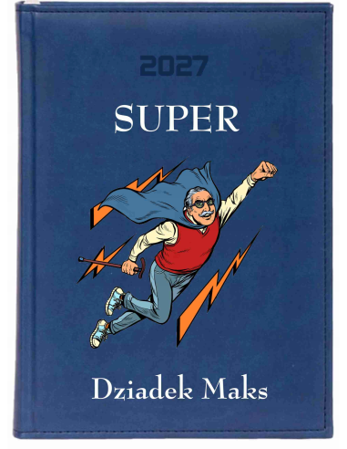 KALENDARZ A5 2027 tygodniowy z nadrukiem super dziadek z imieniem prezent