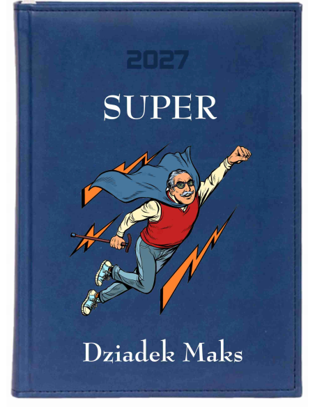 KALENDARZ A5 2027 tygodniowy z nadrukiem super dziadek z imieniem prezent