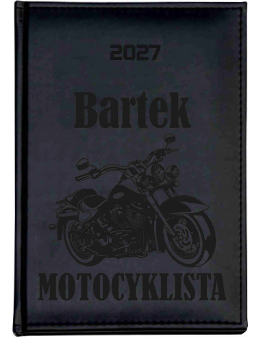 KALENDARZ książkowy A5 2027 DZIENNY z grawerem DLA MOTOCYKLISTY z imieniem