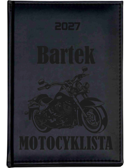 KALENDARZ książkowy A5 2027 DZIENNY z grawerem DLA MOTOCYKLISTY z imieniem