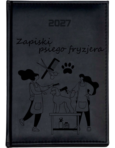 KALENDARZ A5 2027 DZIENNY z grawerem GROOMER SALON FRYZJER DLA PSÓW