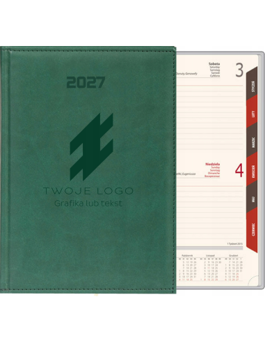 KALENDARZ A4 2027 DZIENNY 100 szt z grawerem firmowy TWOJE LOGO