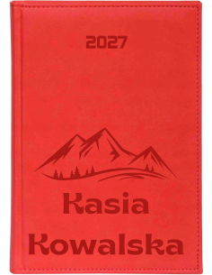 KALENDARZ A6 2027 TYGODNIOWY z grawerem IMIENIEM z motywem górskiem góry