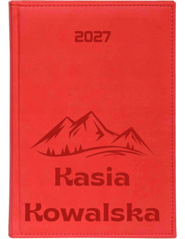 KALENDARZ A6 2027 TYGODNIOWY z grawerem IMIENIEM z motywem górskiem góry