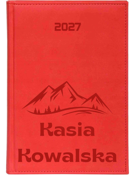 KALENDARZ A6 2027 TYGODNIOWY z grawerem IMIENIEM z motywem górskiem góry
