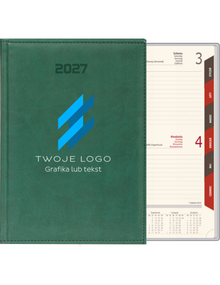 KALENDARZ książkowy A5 2027 DZIENNY z nadrukiem 100 SZT FIRMOWY PLANER LOGO