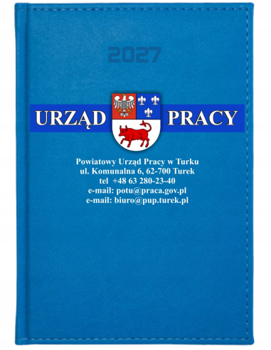 KALENDARZ A5 2027 DZIENNY z nadrukiem URZĄD PRACY INSTYTUCJE TWÓJ NAPIS