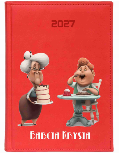 KALENDARZ A5 2027 DZIENNY z nadrukiem dedykacją dla babci napis imię