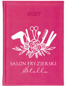 KALENDARZ A5 2027 DZIENNY z nadrukiem salon fryzjerski twoja nazwa logo
