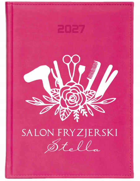 KALENDARZ A5 2027 DZIENNY z nadrukiem salon fryzjerski twoja nazwa logo