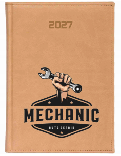 KALENDARZ A5 2027 DZIENNY KSIĄŻKOWY z nadrukiem DLA MECHANIKA PREZENT