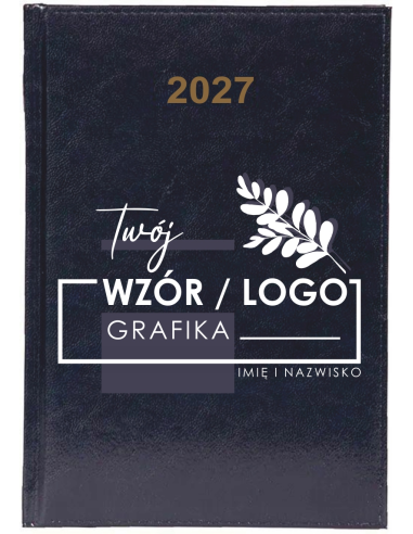 KALENDARZ A5 2027 TYGODNNIOWY książkowy z nadrukiem TWOIM NAPISEM LOGO