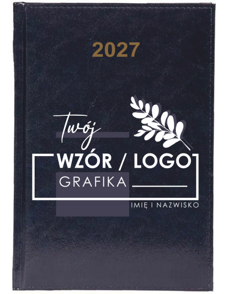 KALENDARZ A5 2027 TYGODNNIOWY książkowy z nadrukiem TWOIM NAPISEM LOGO