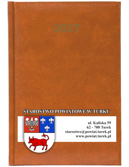 KALENDARZ A5 2027 TYGODNNIOWY z nadrukiem DLA STAROSTWA URZĘDU instytucji