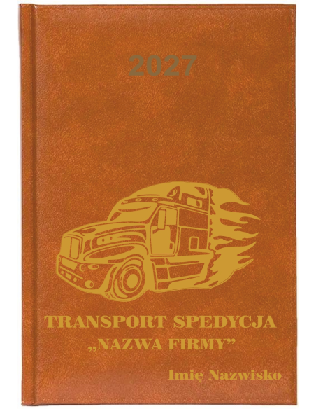 KALENDARZ A5 2027 TYGODNNIOWY z nadrukiem transport spedycja nazwa firmy