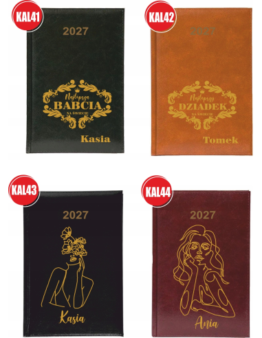 KALENDARZ A5 2027 TYGODNNIOWY TERMINARZ z nadrukiem UV IMIĘ GRAFIKA PREZENT