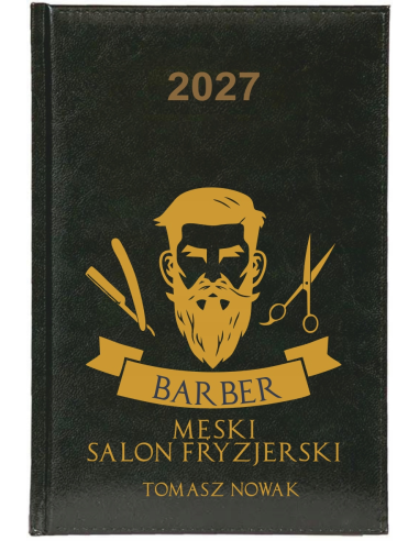 KALENDARZ A5 2027 TYGODNNIOWY z nadrukiem DLA BARBERA FRYZJERA firmowy