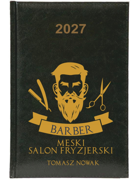 KALENDARZ A5 2027 TYGODNNIOWY z nadrukiem DLA BARBERA FRYZJERA firmowy