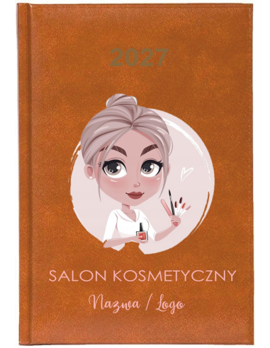 KALENDARZ A5 2027 TYGODNNIOWY książkowy z nadrukiem SALON KOSMETYCZNY