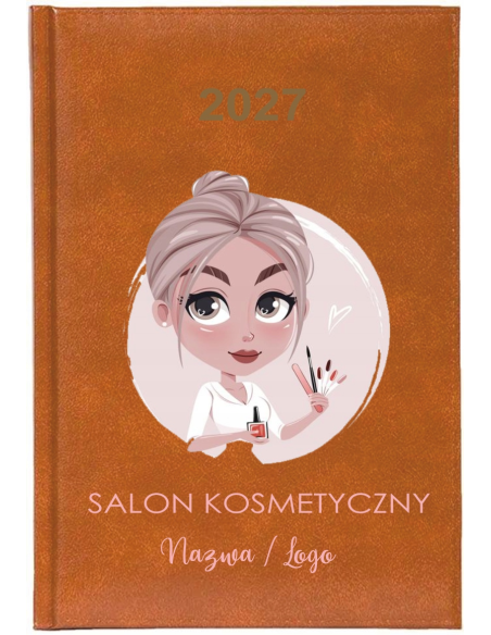 KALENDARZ A5 2027 TYGODNNIOWY książkowy z nadrukiem SALON KOSMETYCZNY