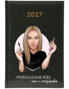 KALENDARZ A5 2027 TYGODNNIOWY z nadrukiem dla stylistki rzęs z imieniem