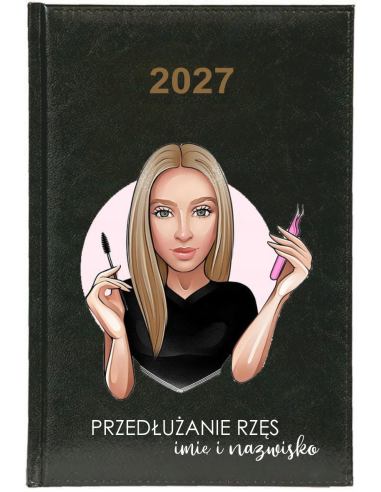 KALENDARZ A5 2027 TYGODNNIOWY z nadrukiem dla stylistki rzęs z imieniem