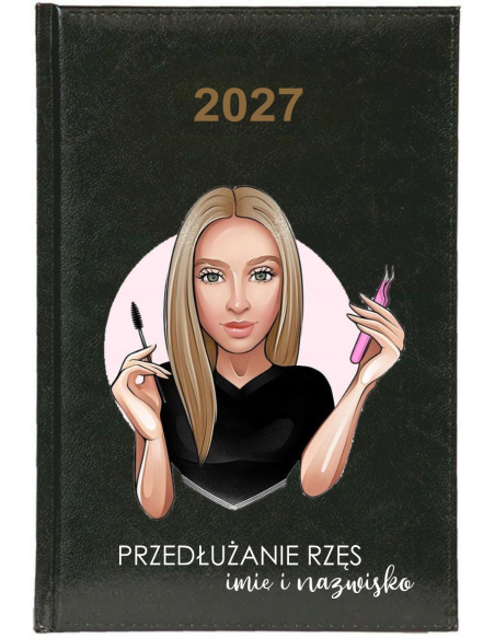 KALENDARZ A5 2027 TYGODNNIOWY z nadrukiem dla stylistki rzęs z imieniem