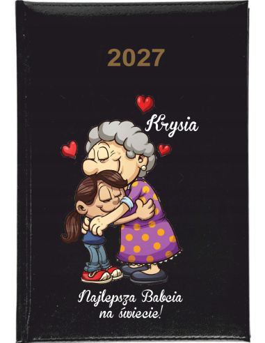 KALENDARZ A5 2027 TYGODNNIOWY z nadrukiem na dzień babci z imieniem