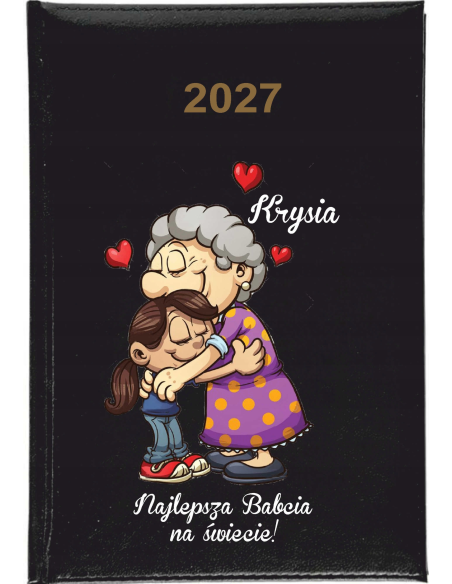 KALENDARZ A5 2027 TYGODNNIOWY z nadrukiem na dzień babci z imieniem