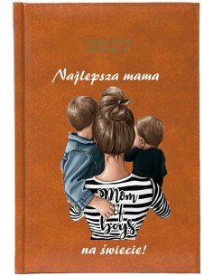 KALENDARZ A5 2027 TYGODNNIOWY z nadrukiem prezent najlepsza mama na świecie