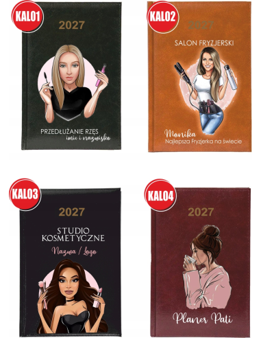 KALENDARZ A5 2027 TYGODNNIOWY z nadrukiem dla stylistki rzęs z imieniem